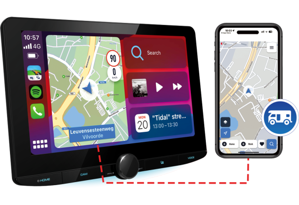 Kenwood DMX9720XDS Camper navigatie 10.1 inch met Sygic GPS systeem met 3 jarige licentie