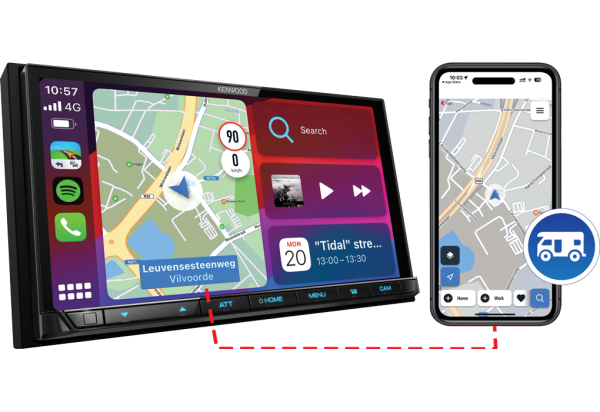 Kenwood DMX8021DAB campernavigatie met 3 jarige licentie voor Sygic GPS Navigatie met Caravan Routing App 7 inch